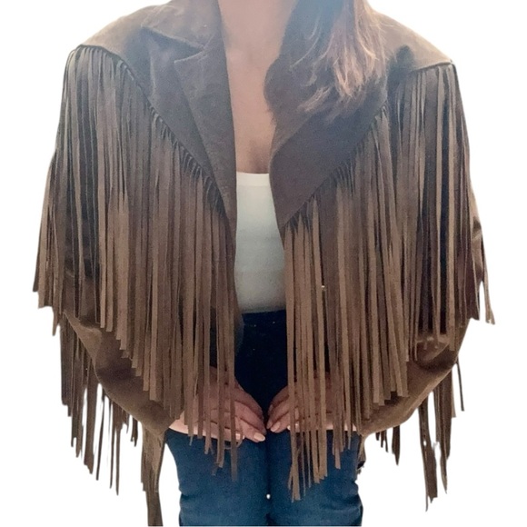 Cedars Brown Suede Fringe Western Jacket Small - Picture 17 of 17